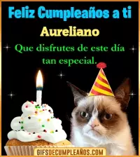 Gato meme Feliz Cumpleaños Aureliano